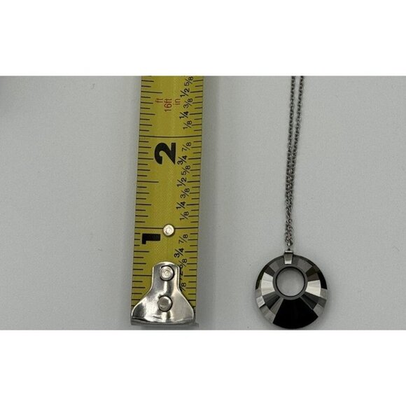 Swarovski Necklace Turn Pendant Crystal Reversible Gray Metallic Silver No Box - Picture 9 of 9